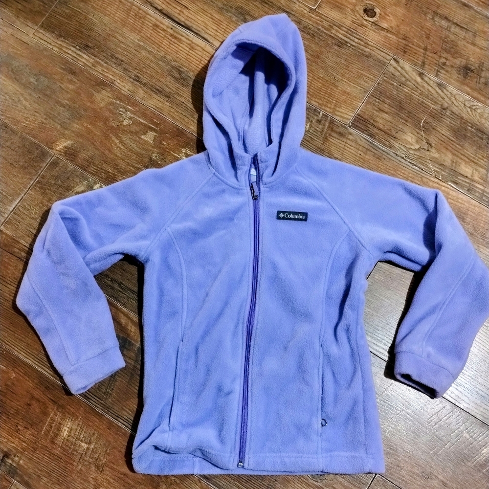 Columbia full zip fleece hoodie jacket Lavender youth size M